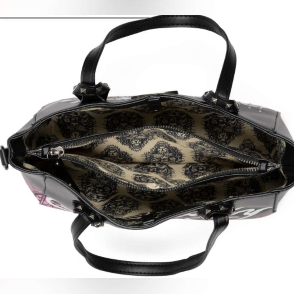 NEW!! Ed Hardy Black and Pink Shoulder Bag - Picture 3 of 4